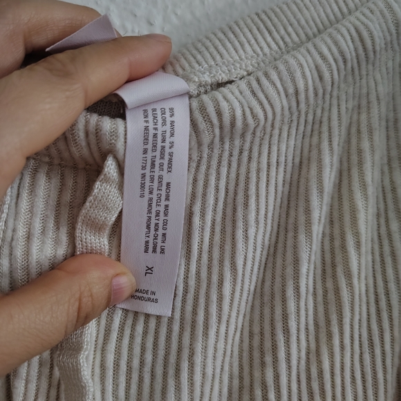 Auden NWOT Women's Cozy Ribbed Wide Leg Cream Sleepwear Pants Sz XL - Picture 7 of 11